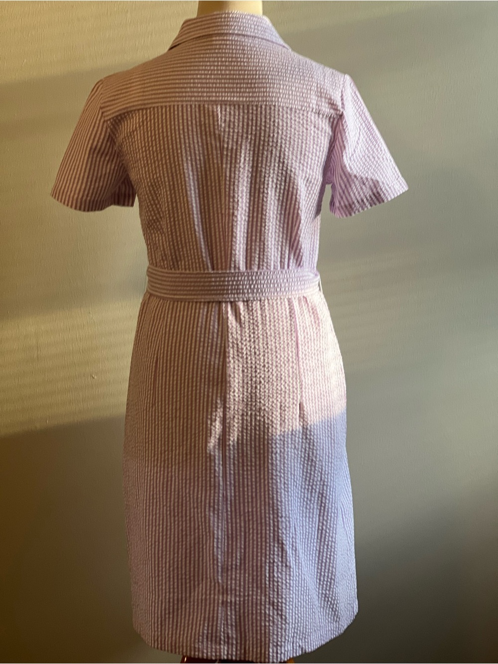 Striped Seersucker Shirt Dress - Picture 2 of 7